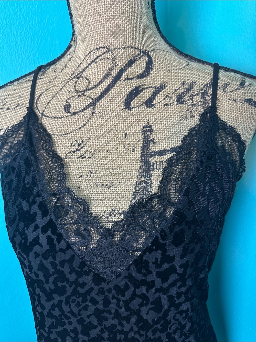 White House Black Market Lace Velvet Animal Print Cocktail Blouse Tank Top S - Picture 2 of 6